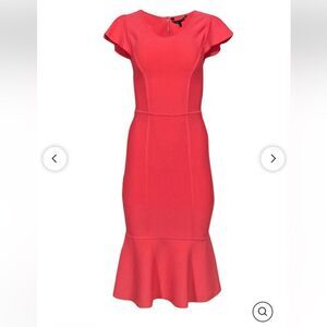 BCBGMAXAZRIA Bandage Ribbed Cap Sleeve Midi Dress